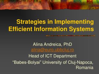 Strategies in Implementing Efficient Information Systems
