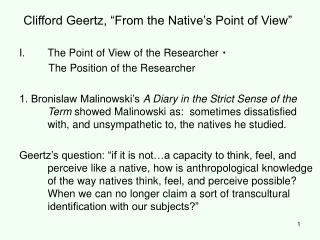 Clifford Geertz, “From the Native’s Point of View”