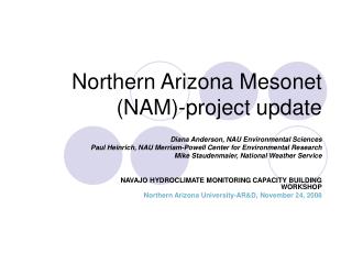 Northern Arizona Mesonet (NAM)-project update