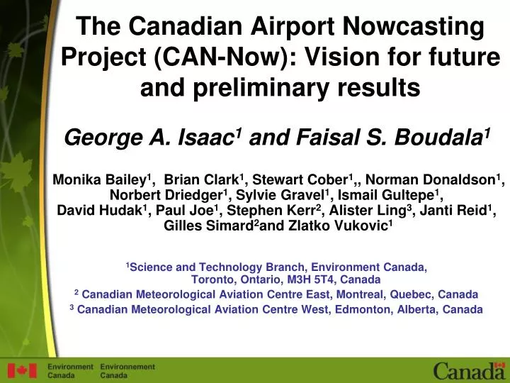 the canadian airport nowcasting project can now vision for future and preliminary results