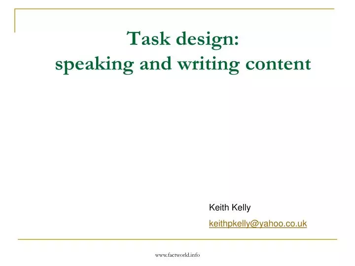 task design speaking and writing content