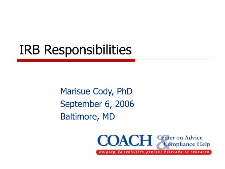 irb responsibilities