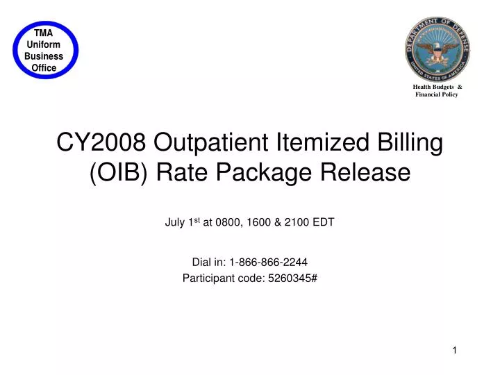 cy2008 outpatient itemized billing oib rate package release