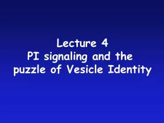Lecture 4 PI signaling and the puzzle of Vesicle Identity
