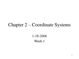 Chapter 2 – Coordinate Systems