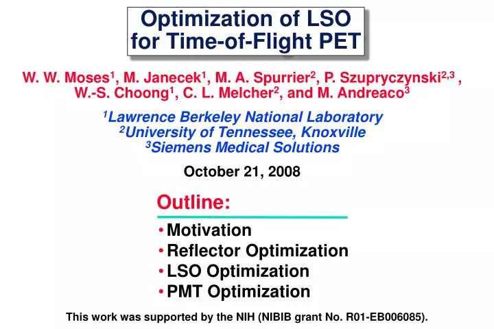optimization of lso for time of flight pet