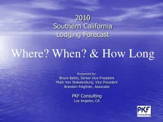 2010 Southern California Lodging Forecast