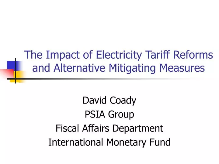 the impact of electricity tariff reforms and alternative mitigating measures