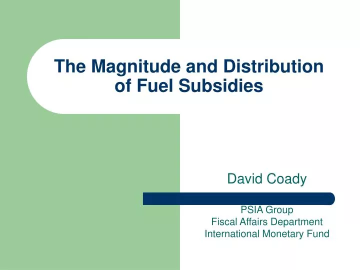 the magnitude and distribution of fuel subsidies