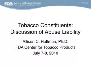 Tobacco Constituents: Discussion of Abuse Liability