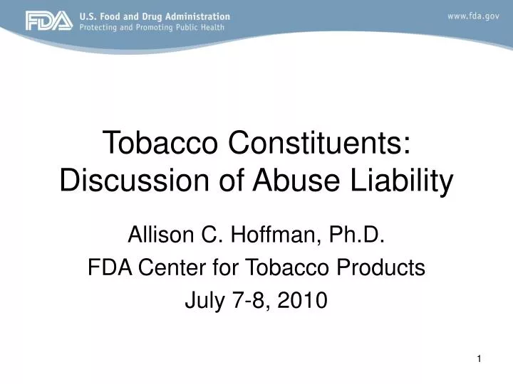 tobacco constituents discussion of abuse liability