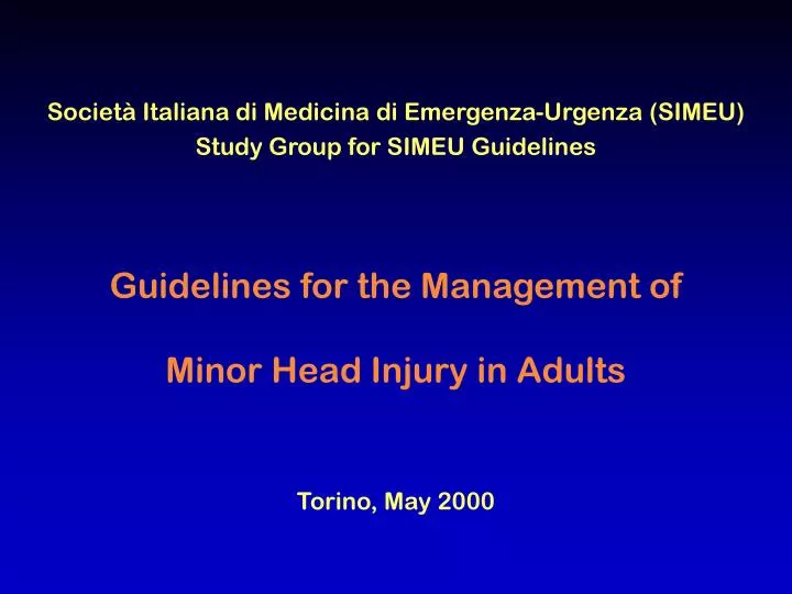 guidelines for the management of minor head injury in adults