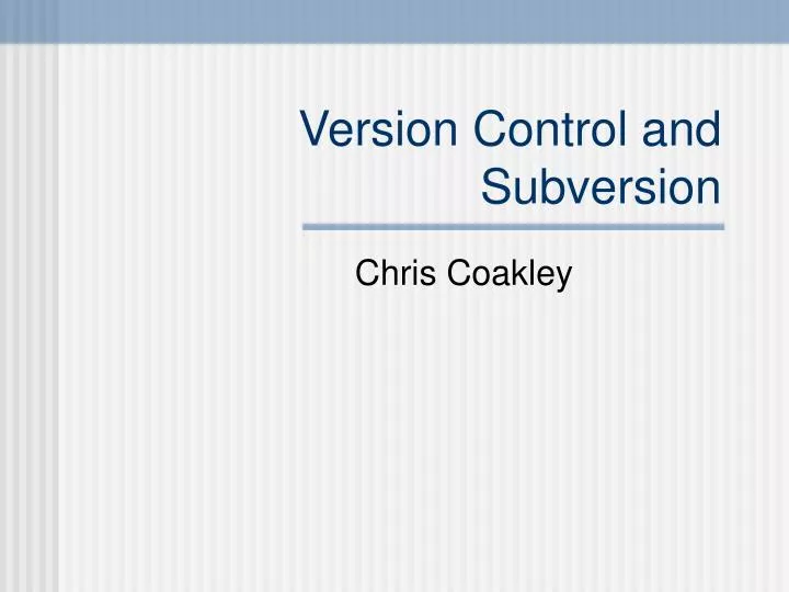 version control and subversion