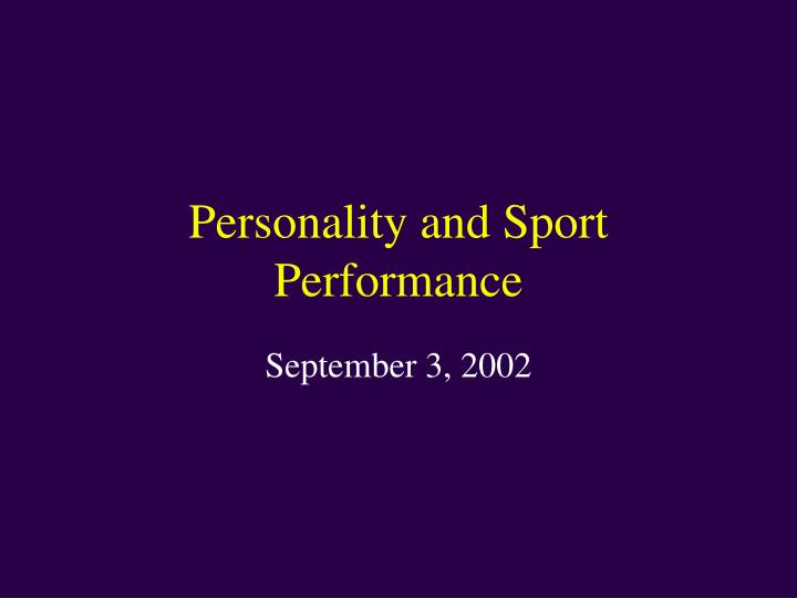personality and sport performance