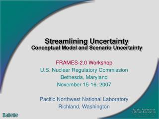 Streamlining Uncertainty Conceptual Model and Scenario Uncertainty