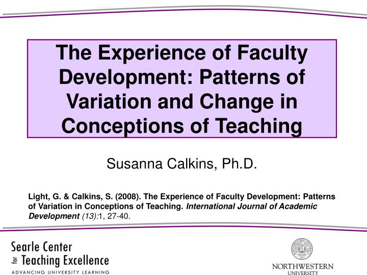 the experience of faculty development patterns of variation and change in conceptions of teaching