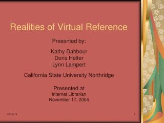 Realities of Virtual Reference