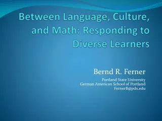 Between Language, Culture, and Math: Responding to Diverse Learners