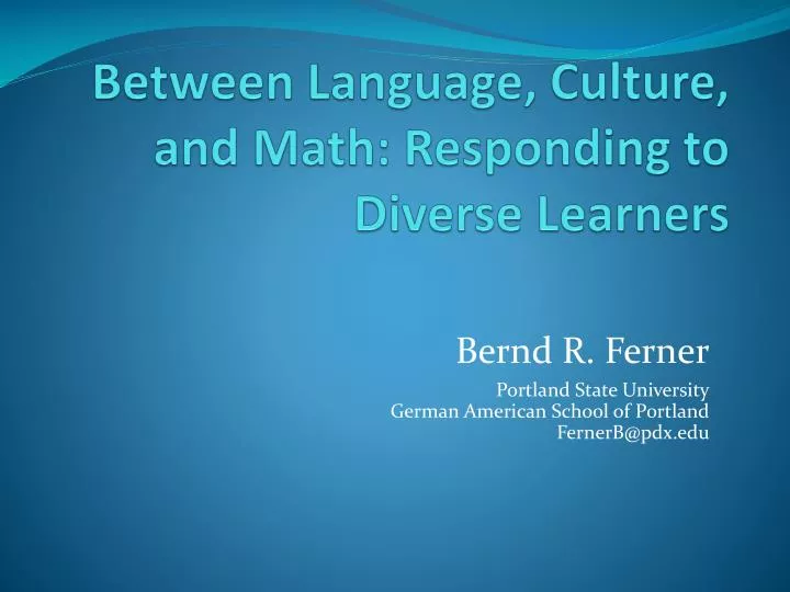 between language culture and math responding to diverse learners