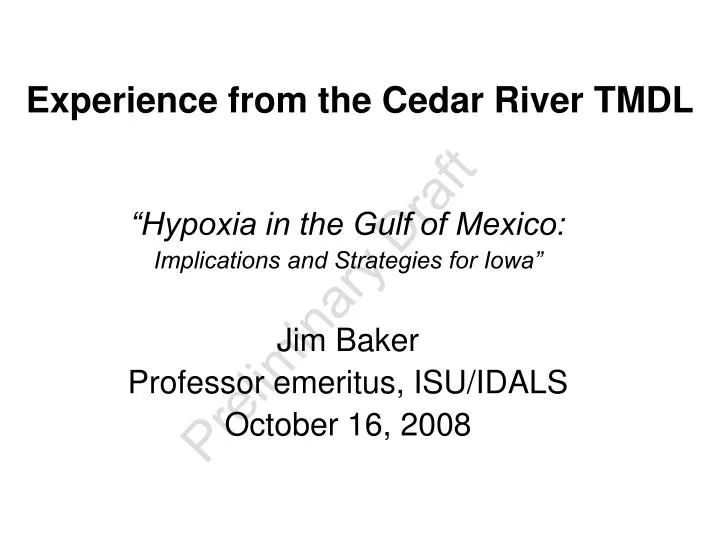 experience from the cedar river tmdl