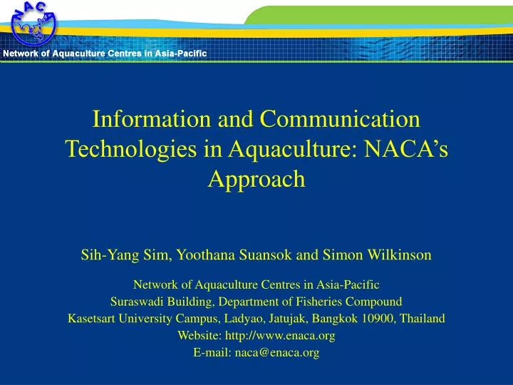 information and communication technologies in aquaculture naca s approach