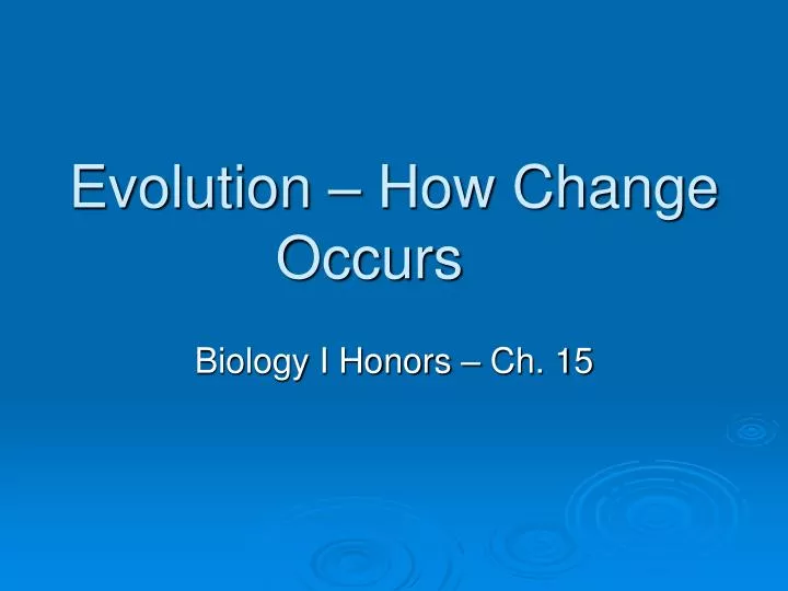evolution how change occurs