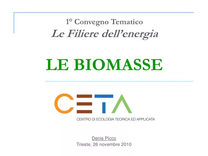 1 convegno tematico le filiere dell energia le biomasse