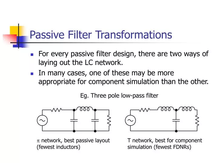 passive filter transformations