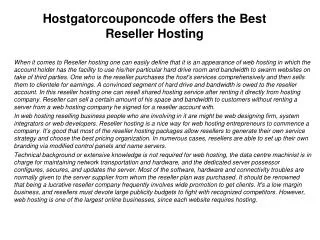 Hostgatorcouponcode offers the Best Reseller Hosting