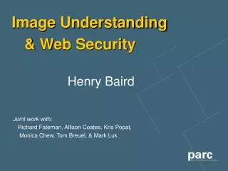 Image Understanding &amp; Web Security