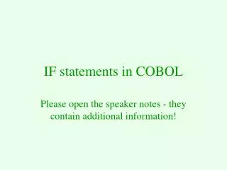 IF statements in COBOL