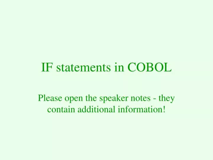 if statements in cobol