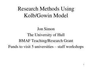 Research Methods Using Kolb/Gowin Model