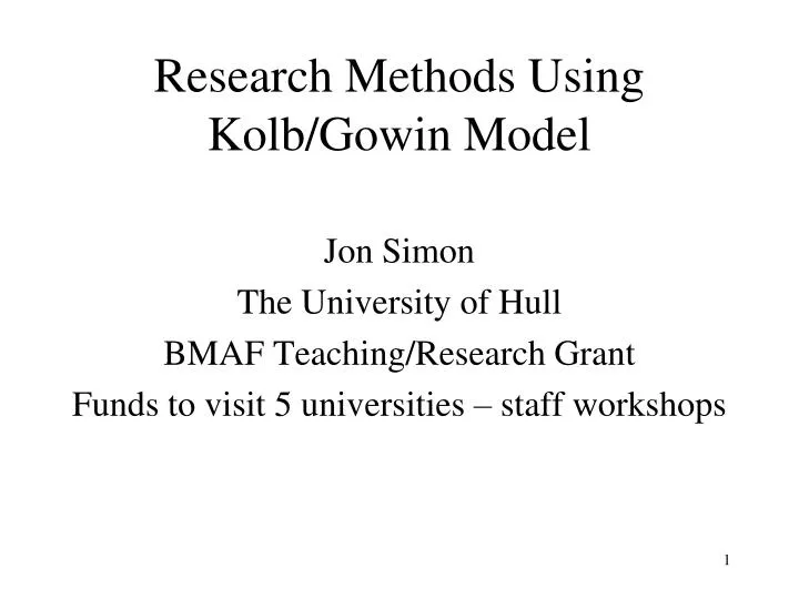 research methods using kolb gowin model