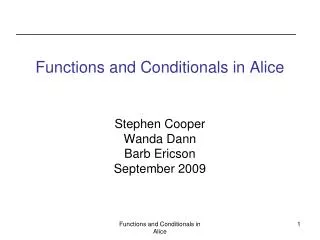 Functions and Conditionals in Alice
