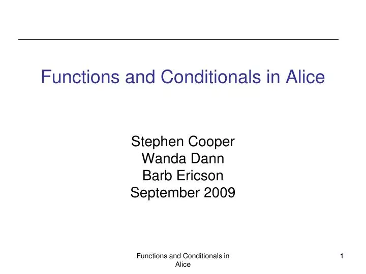 functions and conditionals in alice