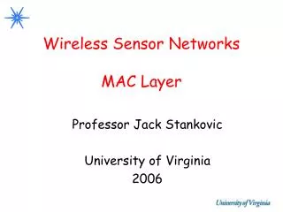 Wireless Sensor Networks MAC Layer