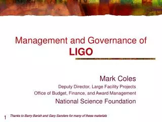 Management and Governance of LIGO