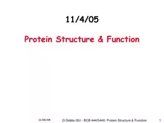 11/4/05 Protein Structure &amp; Function