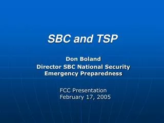 SBC and TSP