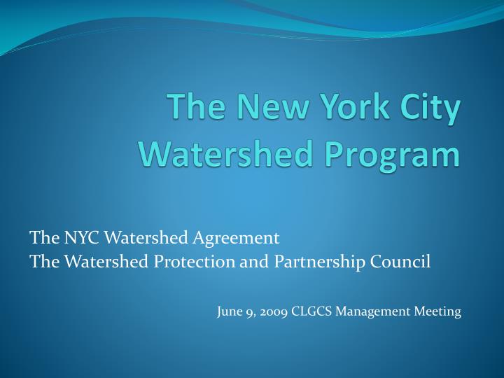 the new york city watershed program