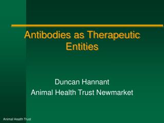 Antibodies as Therapeutic Entities