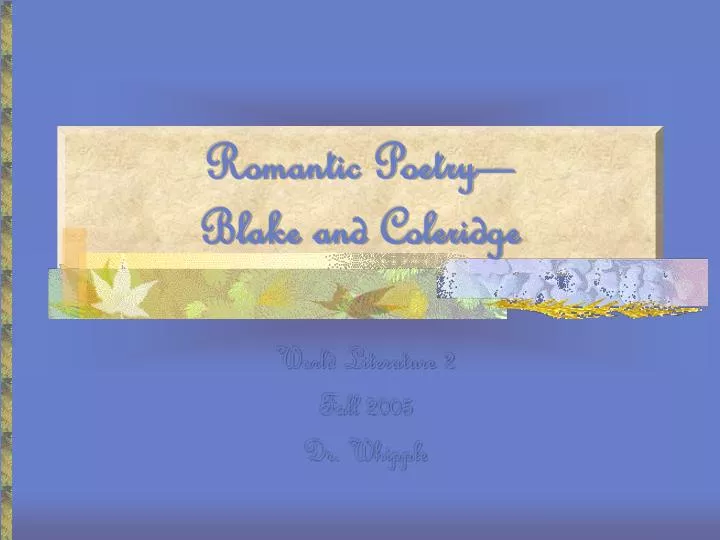romantic poetry blake and coleridge