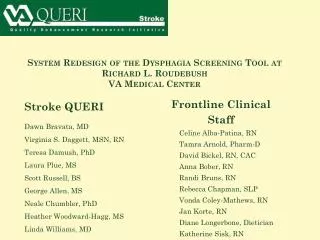 System Redesign of the Dysphagia Screening Tool at Richard L. Roudebush VA Medical Center