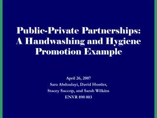 Public-Private Partnerships: A Handwashing and Hygiene Promotion Example