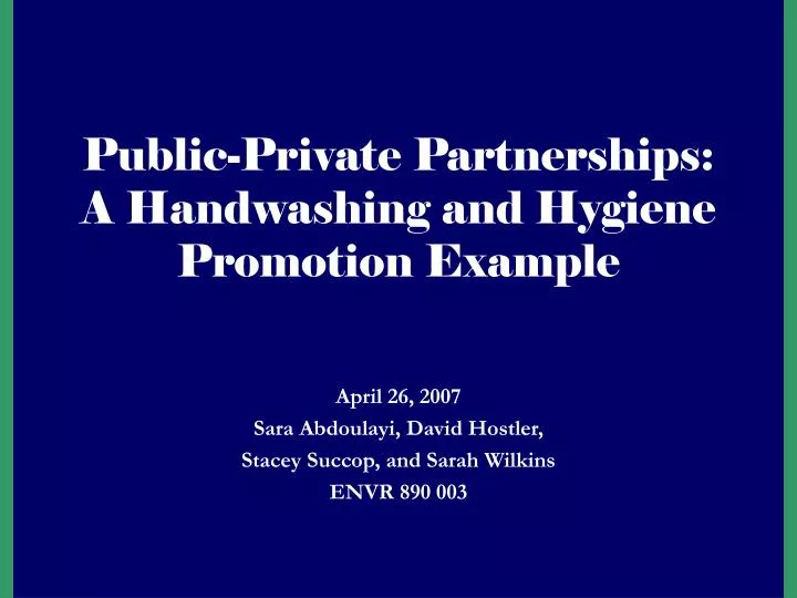 public private partnerships a handwashing and hygiene promotion example