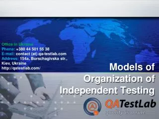 Models of Organization of Independent Testing