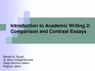 Introduction to Academic Writing 2: Comparison and Contrast Essays