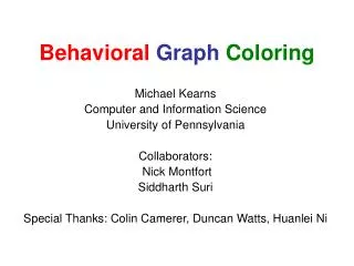 Behavioral Graph Coloring