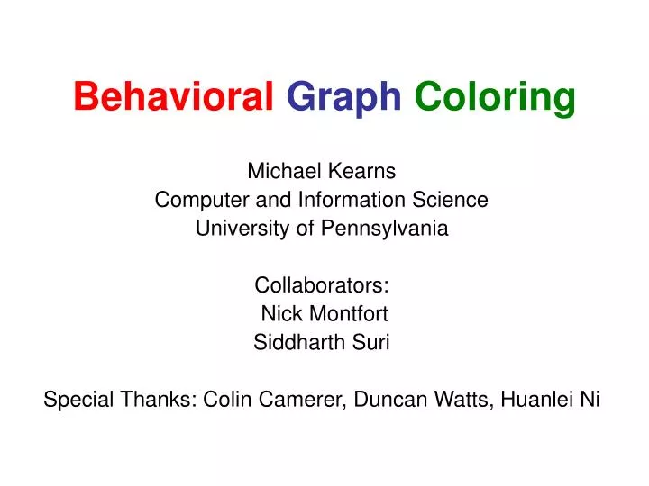 behavioral graph coloring